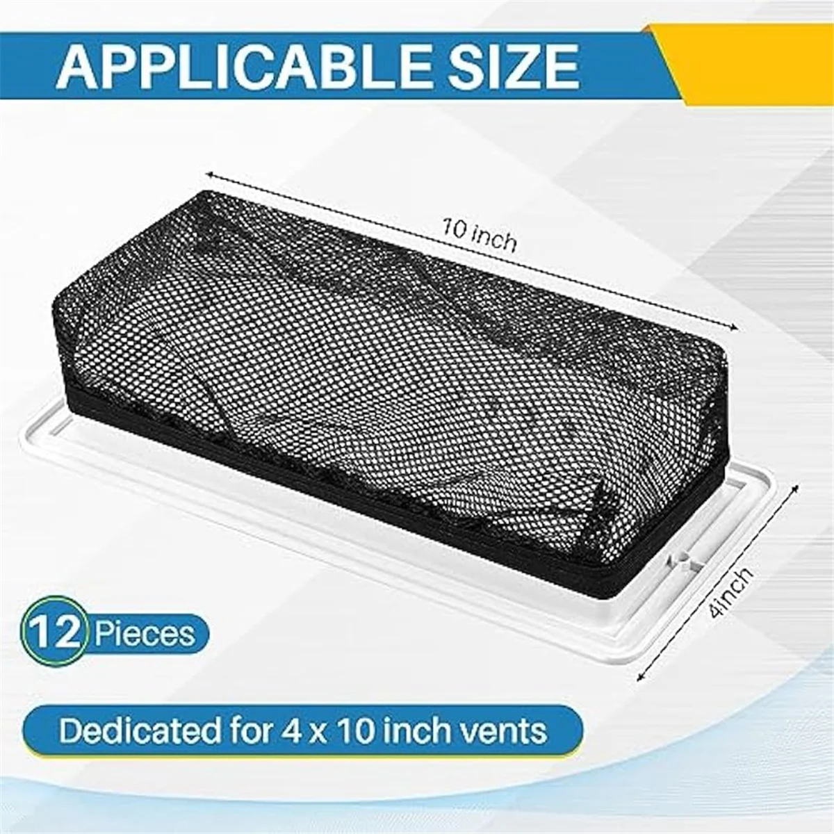 12Pcs Floor Register Trap Cover Vent Screen for Home Mesh Elastic Band Filter Floor Air-Vent Mesh Cover,4 x 10Inch