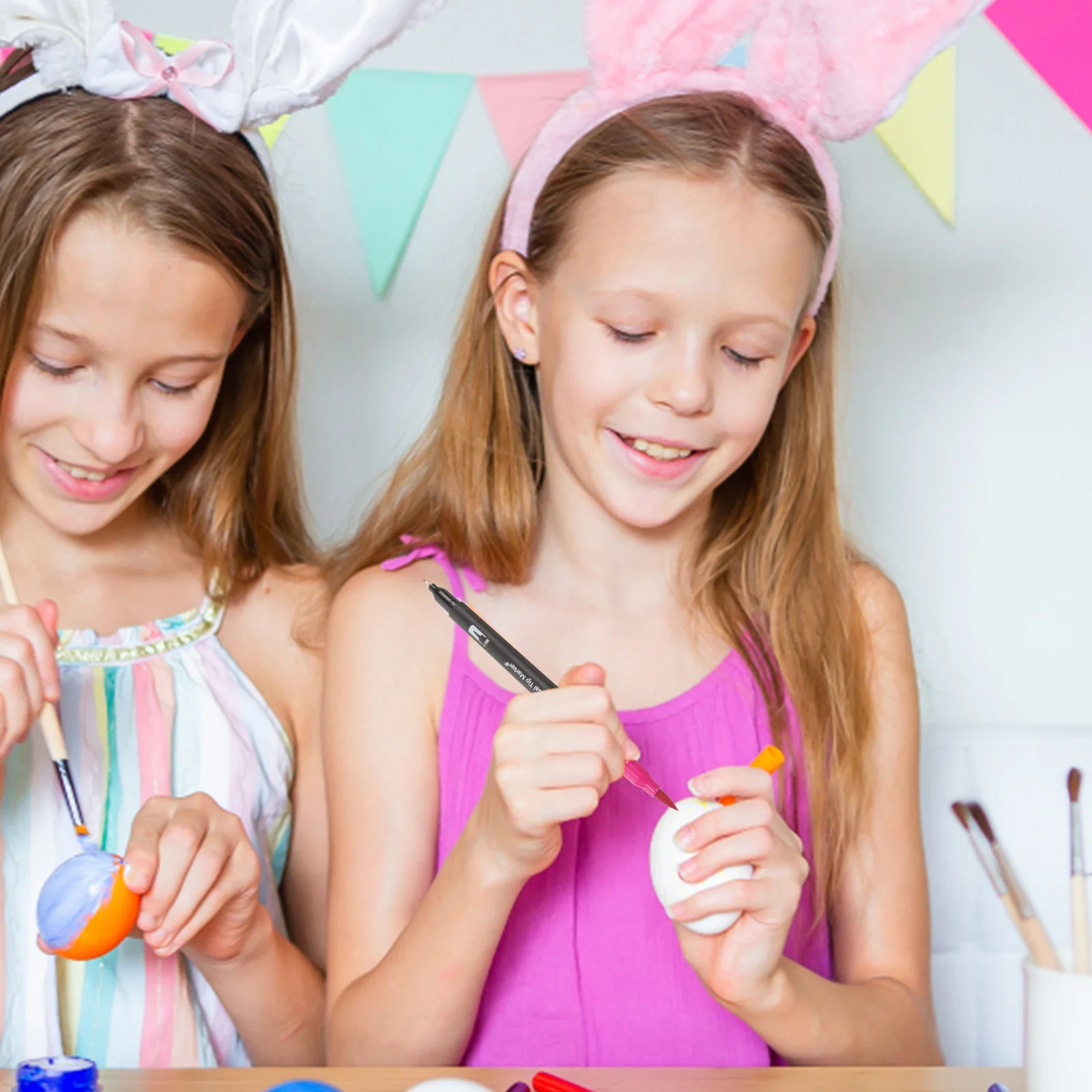 Zestaw 24 pisaków do malowania z podwójną końcówką, cienka i gruba, do szkła, ceramiki, drewna, tkanin, płótna, papieru, do rysowania i malowania.