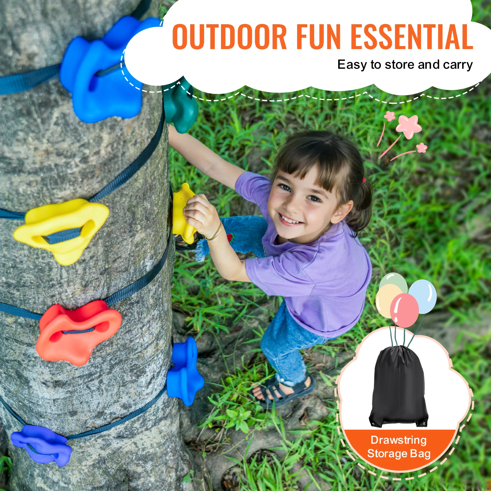 VEVOR Ninja Tree Climbing Kit 12 Tree Climbing Holds 6 Ratchet Straps and a Climbing Ladder Climbing Rocks for Kids and Adults