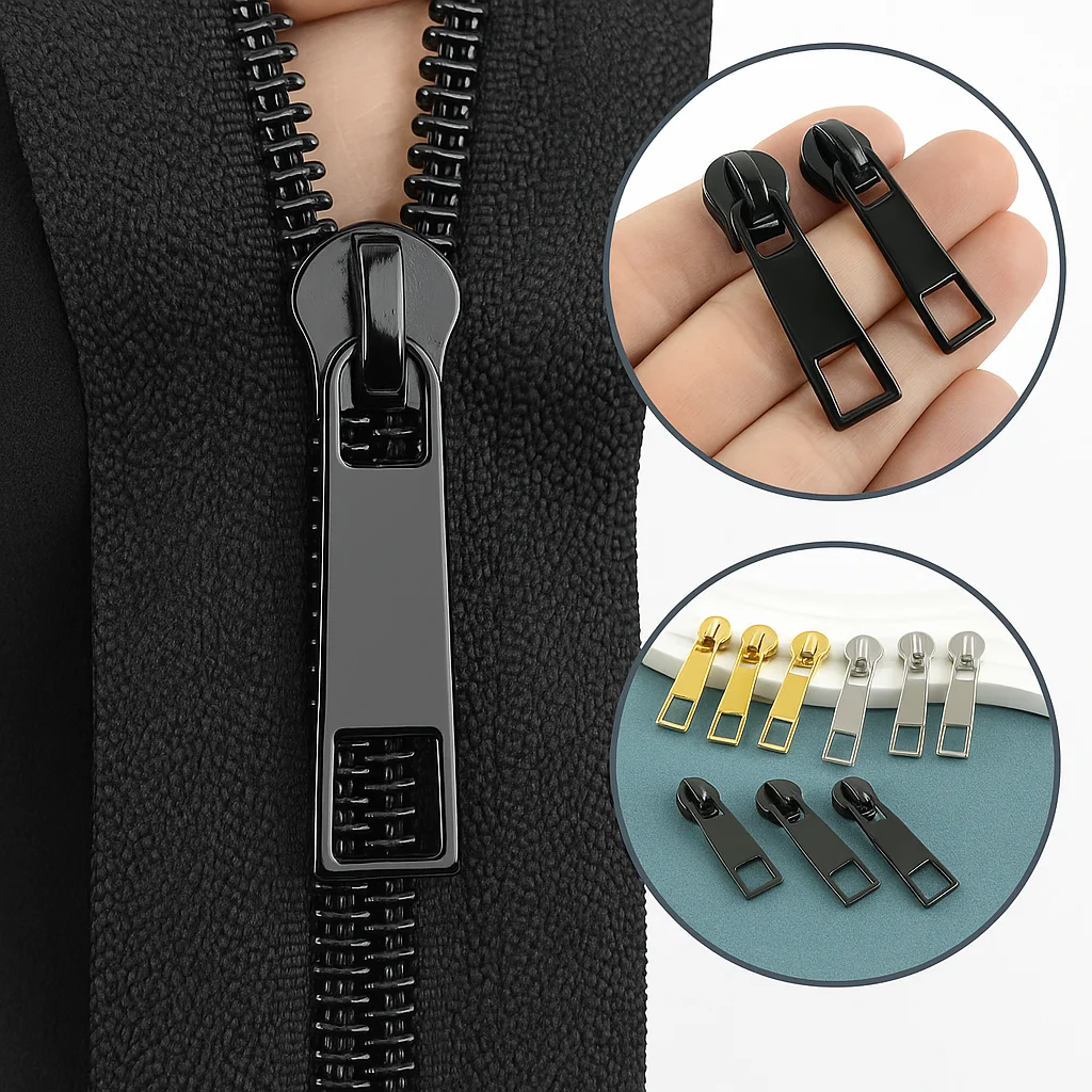 

5# 10-30Pcs Zipper Sliders for Metal Nylon Resin Zippers Tape Clothes Purse Zip Puller Head Repair Kits Bag Sewing Accessories