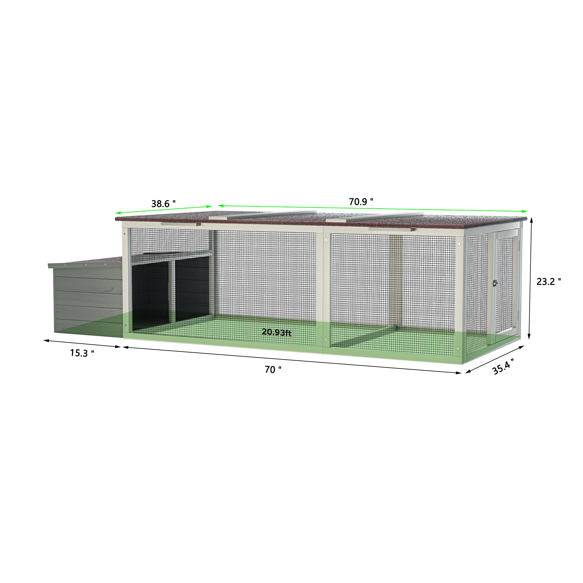 20.93ft² Large Wooden Chicken Coop Outdoor Hen House with Nesting Box