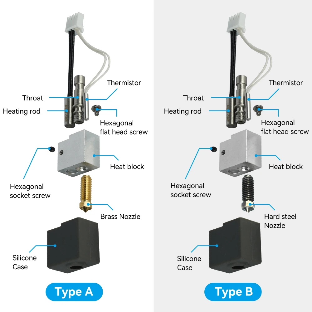 Anycubic Kobra S1/S1C ホットエンドキット Anycubic Kobra S1 用硬化鋼/真鍮ノズルプリントヘッド S1C 3d プリンターアクセサリー