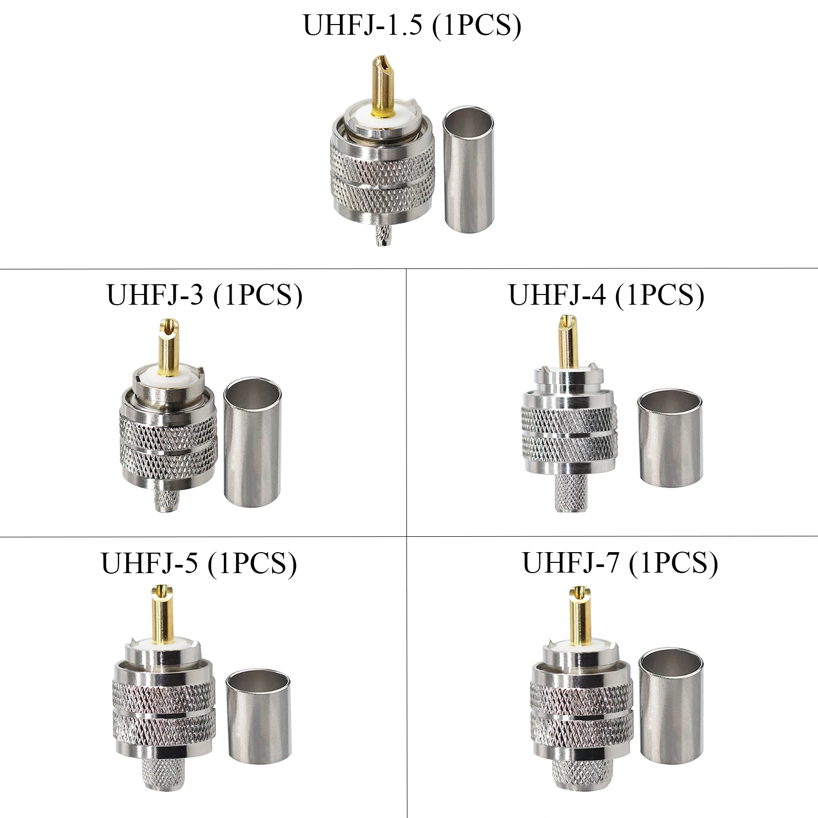 1 Stuks Uhf Connector Pl259 Mannelijke Plug Crimp Coax Adapter So239 PL-259 Rf Coaxiale Connector Voor Rg316 Rg58 L-MR240 5d-fb L-MR400