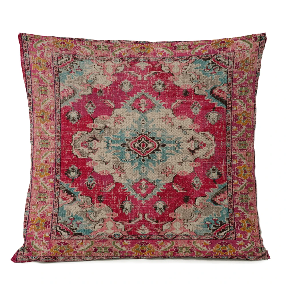 Ethnic Persian Carpet Pillows Geometric Red Blue Tribal Texture Bohemian Cushion Home Decoration Decorative Sofa Pillow Case