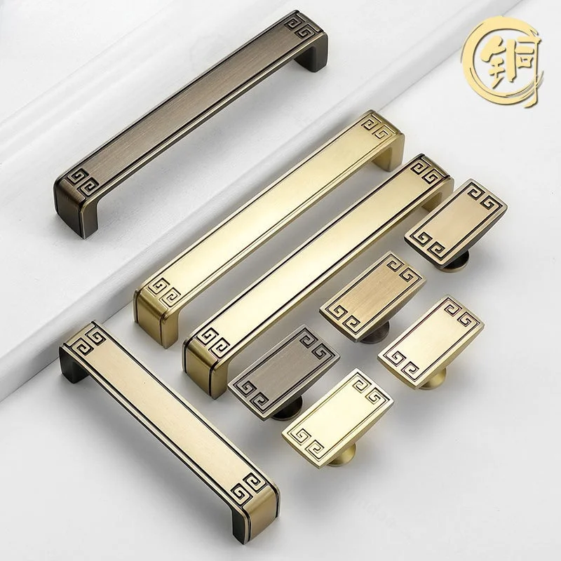 Mid‑Century Brass Cabinet Pull Solid Copper Door Handle for Wardrobe TV Cabinet Drawer Furniture Hardware
