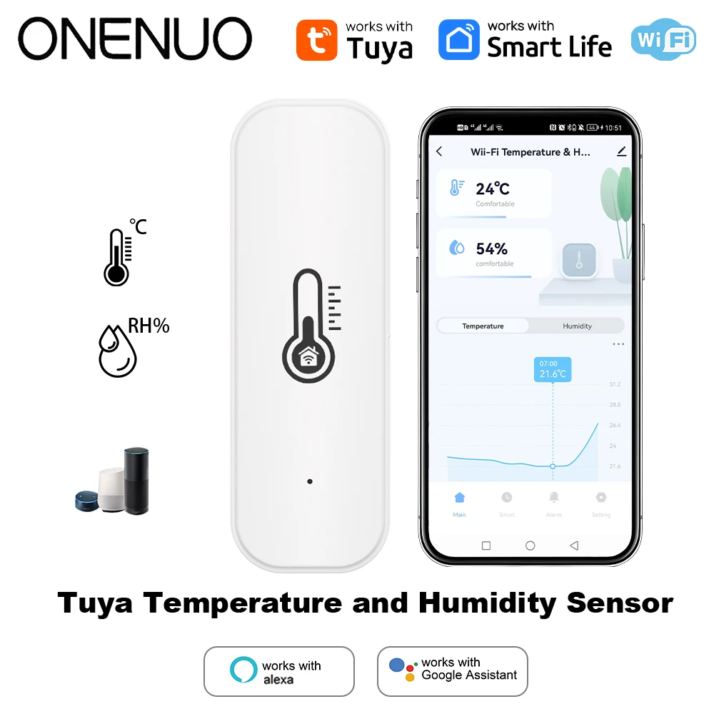 

Датчик температуры и влажности Tuya Wi-Fi, приложение Smart Life, удаленный монитор для умного дома, вар, работает с Alexa
