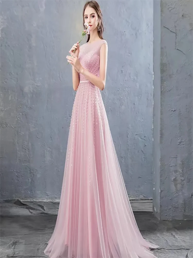 Sexy Pink Long beaded Celebrity prom dress Evening Dress Mermaid Prom Dresses Party Dress