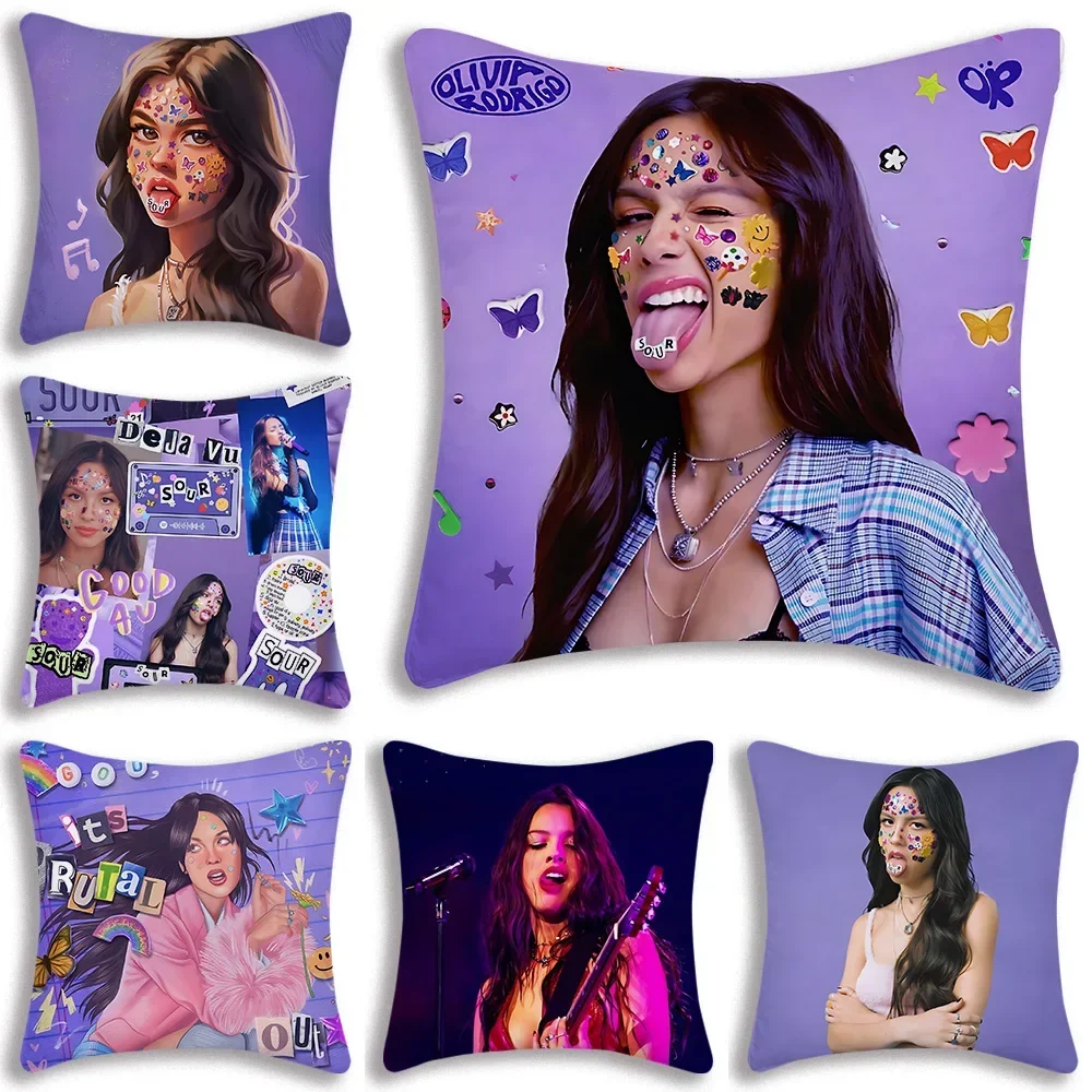 Hot Singer Rodrigos Olivia Sours Pillow Covers Cartoon Sofa Decorative Home Double-sided Printing Short Plush Cute Cushion Cover