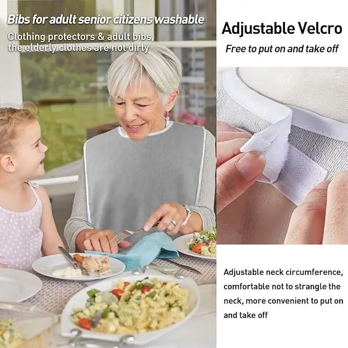 Adult Bibs for Eating Women/Men/elderly Washable,Waterproof, Clothing Protectors & Adult Bibs with Debris Trap