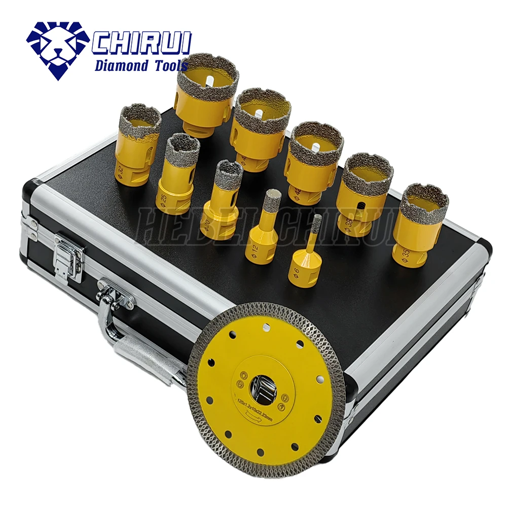 

10pcs M14 Diamond Vacuum Brazed Hole Saw Cutter Set Diamond Drill Bit with X Turbo Saw Blade