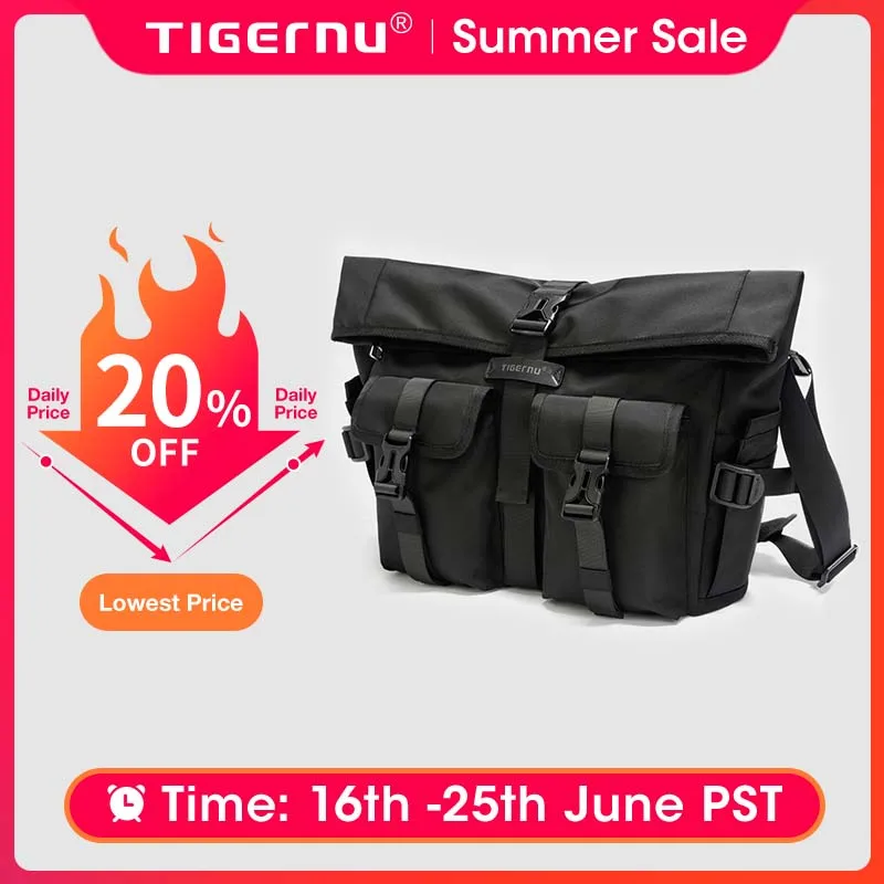 Tigernu 2025 حقيبة ساعي الموضة Steeet حقيبة كتف لأجهزة الكمبيوتر المحمول 13.3 بوصة التنقل اليومي حقيبة كروسبودي ركوب الدراجات في الهواء الطلق