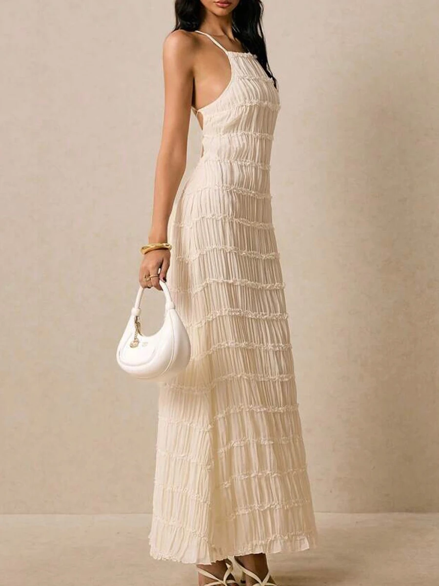 TWOTWINSTYLE Abiti casual a righe trasparenti dimagranti per le donne Abito senza maniche con scollo all'americana Moda femminile Nuovo