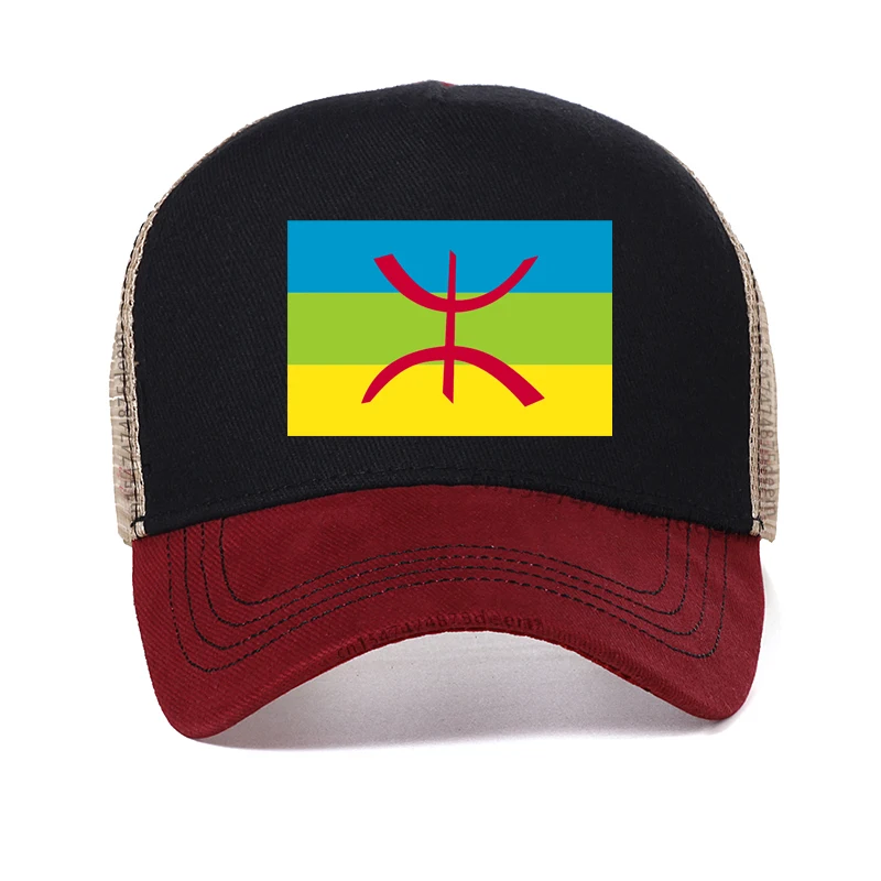 Amazigh Print Baseball Caps Adjustable Unisex North Africa Berber Hats Amazigh Flag Map Sign Trucker Hats Snapback