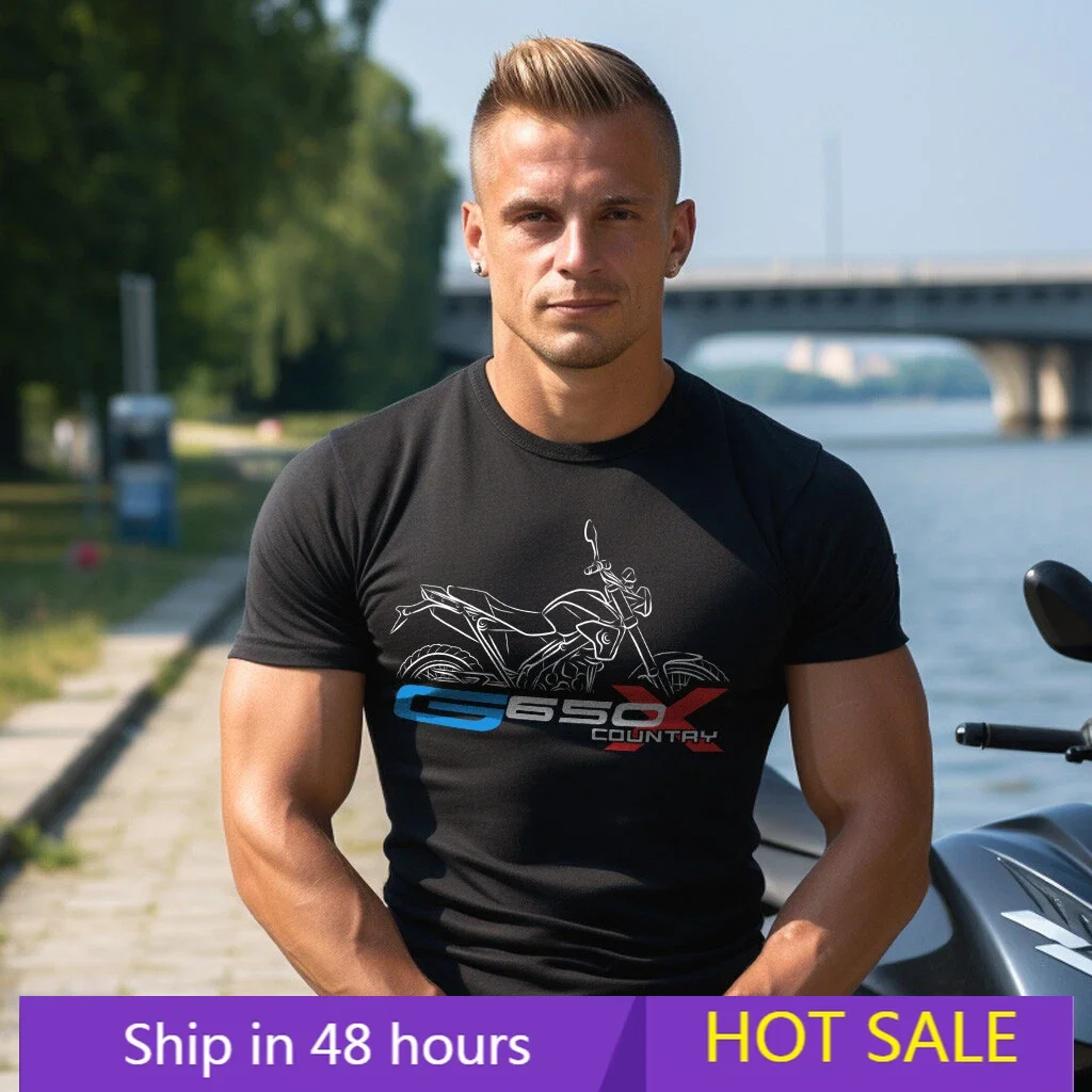 

Motorcycle T-shirts B./M.WS G650X Country fans Biker Tee Graphic Summer Short Sleeves Oversized Breathable 100% Cotton Cool Tee