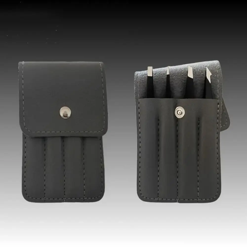 Ensemble de pincettes inclinées en acier inoxydable, pincettes d'épilation portables à pointe pointue avec sac de rangement, pincettes à cils 4 pièces/ensemble