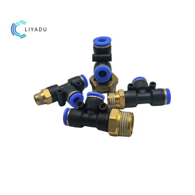 PD4-M5 PD6-01 PD6-02 PD8-02 PD10-03 PD12-04 PD-T type Threaded Side Three-way Pneumatic Quick Connector Trachea Fast Plug