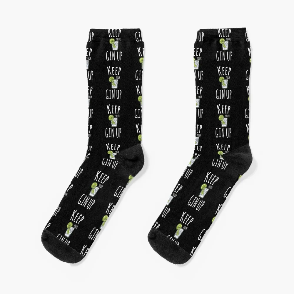 FUNNY GIN LOVER GIFTS KEEP YOUR GIN CHIN UP MOTIVATIONAL PUN Socks Men's winter winter thermal Men Socks Women's