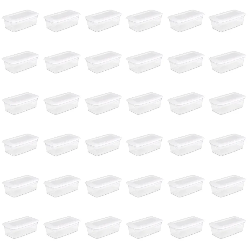 Sterilite 6 Qt. Storage Box Plastic, White, Set of 36storage  storage boxes  storage box