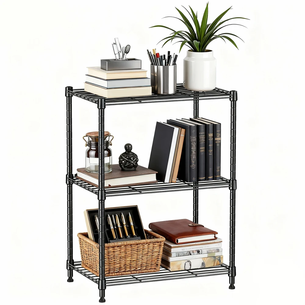 

450 lbs 3-Tier Steel Wire Storage Rack for Home/Kitchen/Office Grey (11.8"D×17.7"W×26.4"H)