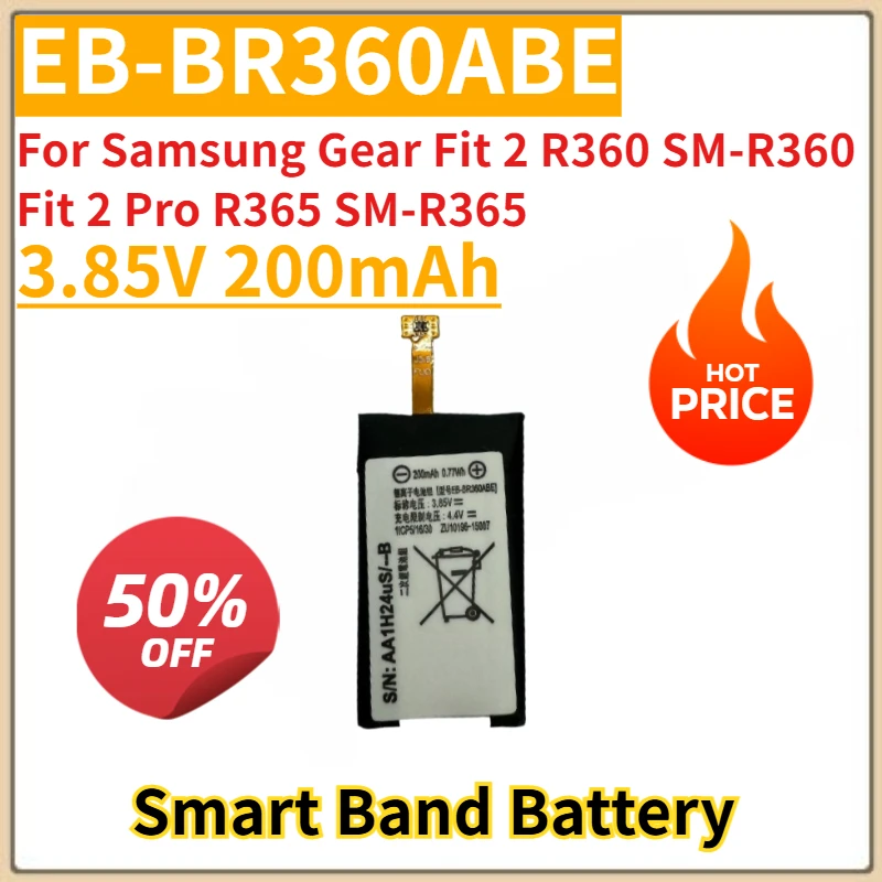 

New Replacement Smart Band Battery 200mAh EB-BR360ABE EB-BR365ABE for Samsung Gear Fit 2 R360 SM-R360 Fit 2 Pro R365 SM-R365