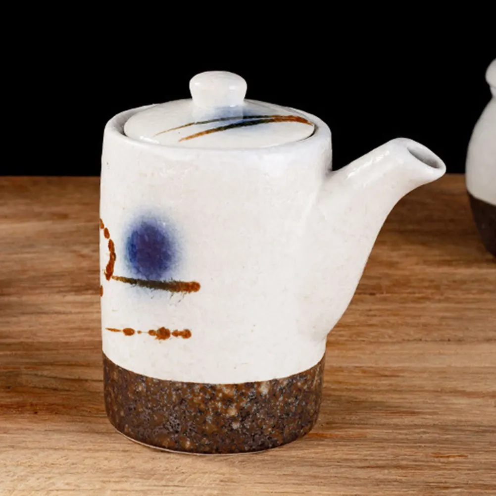 

Ceramic Condiment Bottle Multipurpose Sauce Dispenser for Oil Vinegar Soy Supplies Non Drip Spout Design Handmade