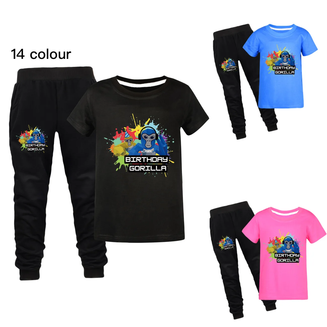 

Newest Gorilla Tag Monke Clothes Kids Short Sleeve T-Shirt + Pants 2pcs Set Baby Girls Summer SportSuit Teenager Boys Outfits