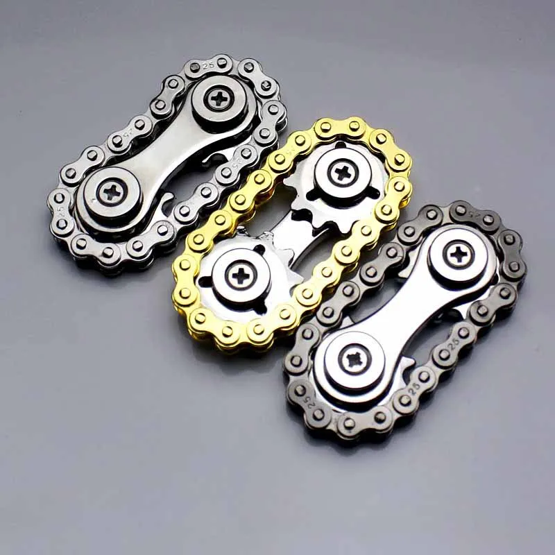 

Alloy Geared Vehicle Chain Fingertip Gyro Toys Office Decompression Rotating Gyro Boredom Artifact Decompression Roller Boy Gift