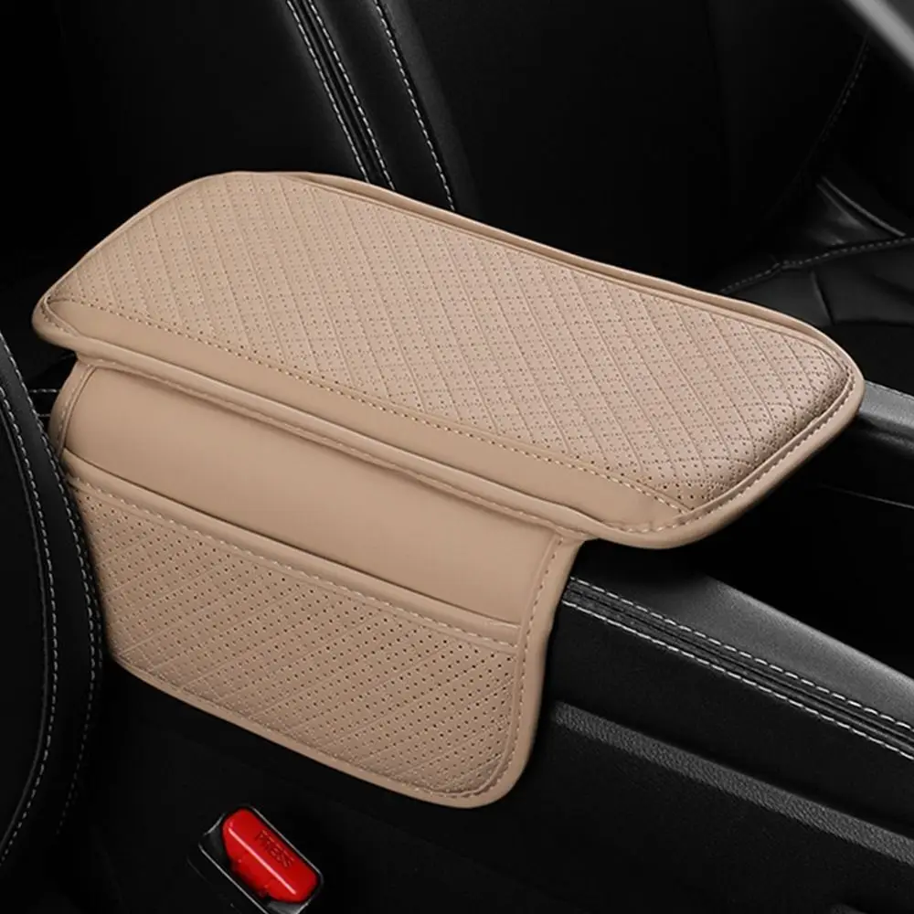 Almohadilla para reposabrazos de cuero PU, cojín para consola central multifuncional impermeable, funda de bolsillo de almacenamiento duradera de alta calidad