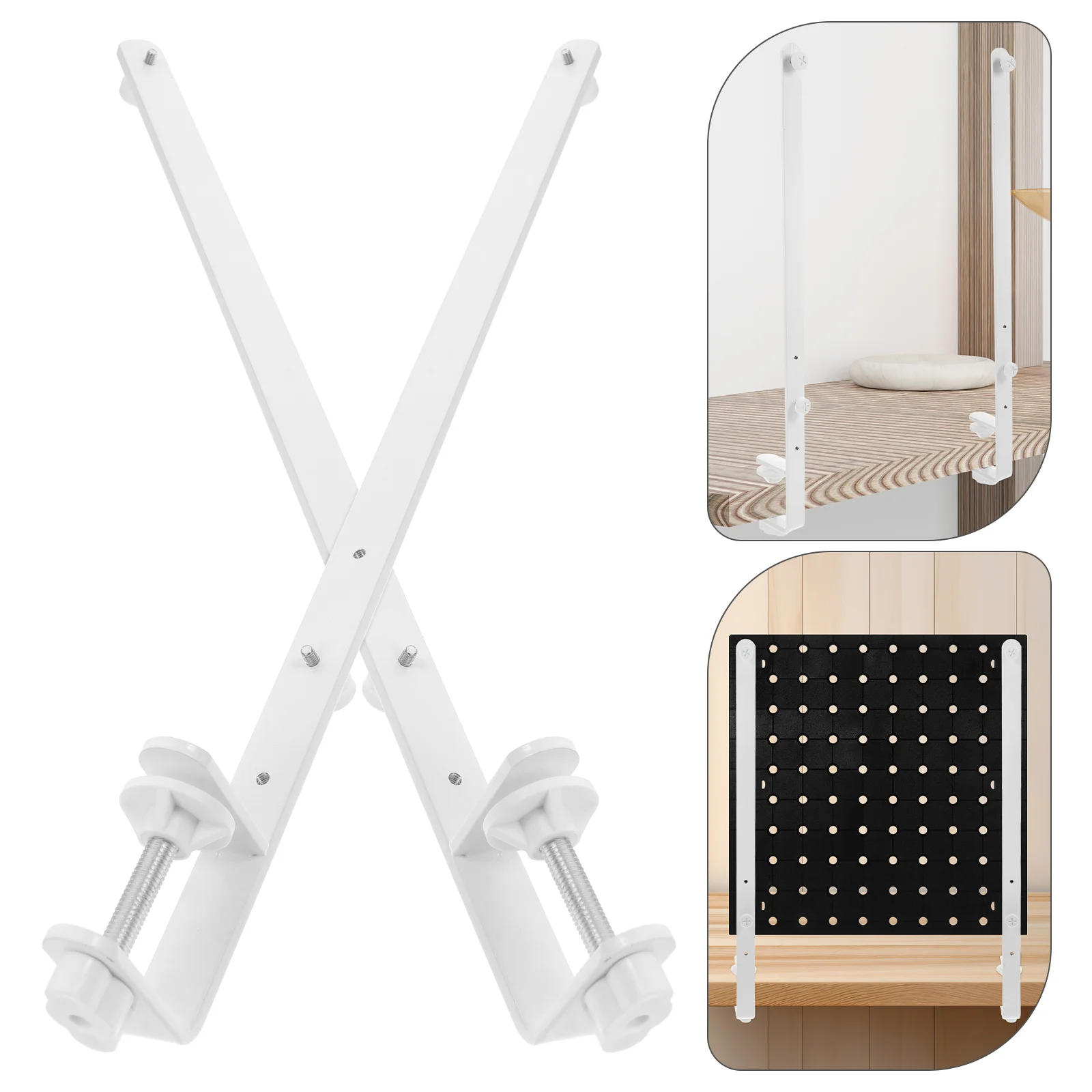 

2pcs Adjustable Desk Stand For Pegboards Sturdy Wall Mountable Desktop Organizer Tool-Free Setup Black Height Adjustable Closet