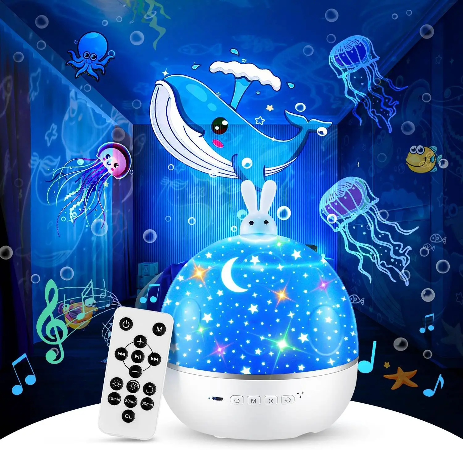 Kids Night Light Projector 105 Lighting+15 Films Projector Night Light for Kids, Bluetooth Speaker+Remote Night Light Projector