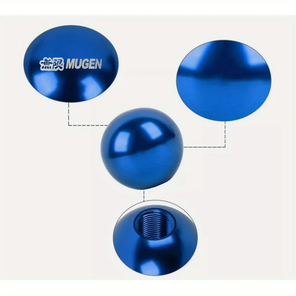 MUGEN Aluminum Blue Round Ball Manual Gear Stick Shift Knob Shifter Universal