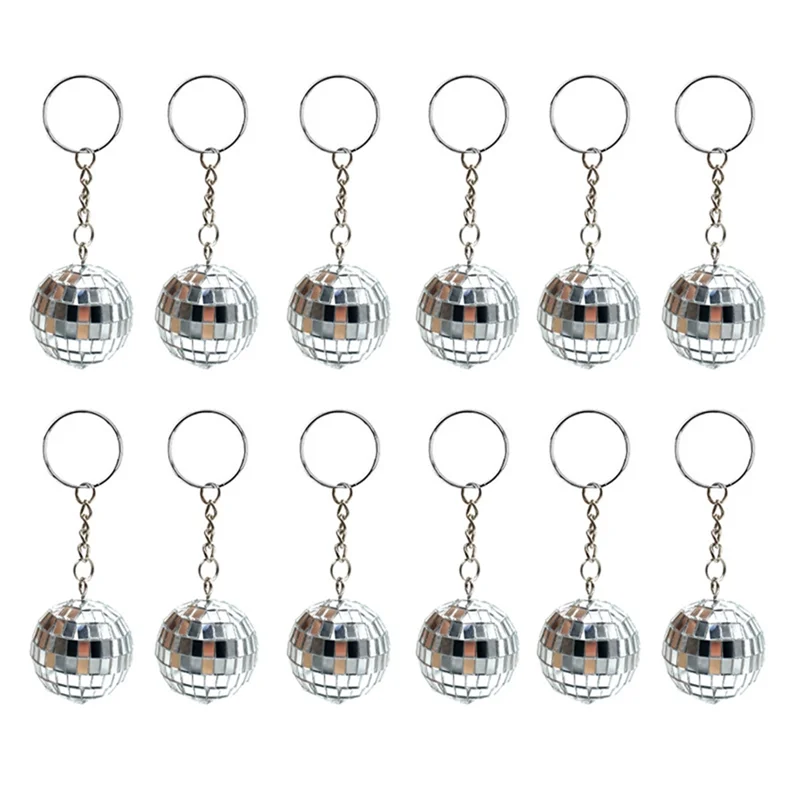 60Pcs Mini Disco Ball Keychain 70S Disco Party Favors Mirror Ball Keychain Keyring Set For Disco Theme Party Decorations-A05I