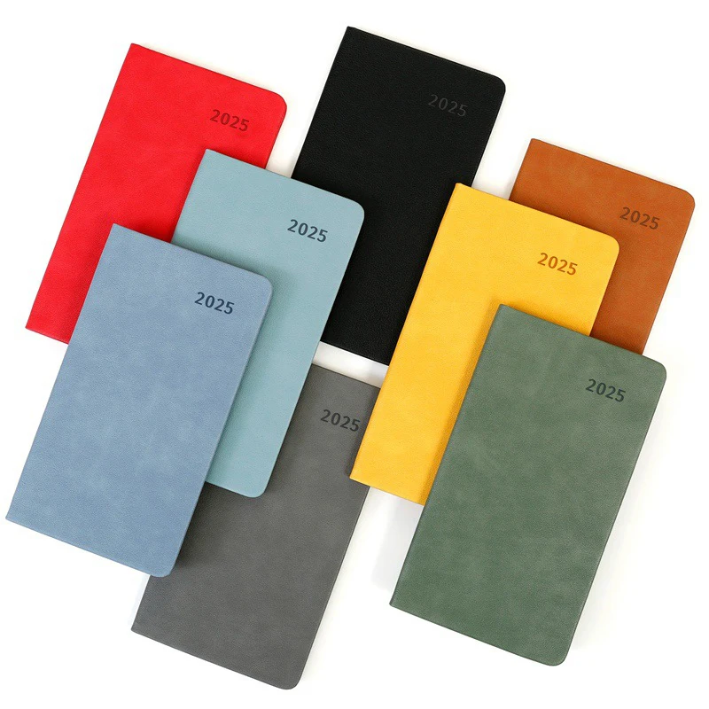 Portable A6 Diary Notepad Journal Notebook Leather Agenda 2025 Monthly Planner Notebooks Mini Pocket Notepad Office Accessories