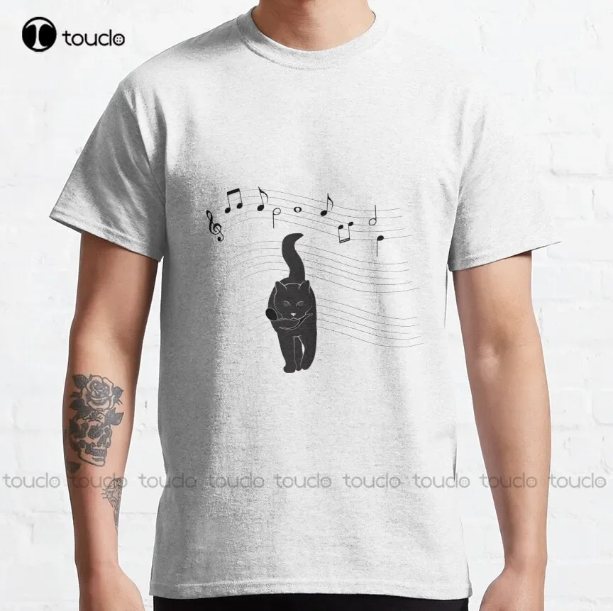 Hunter Cat Music Sheet Note Song Happy Classic T-Shirt Fishing Shirt Custom Aldult Teen Unisex Digital Printing Tee Shirt Xs-5Xl