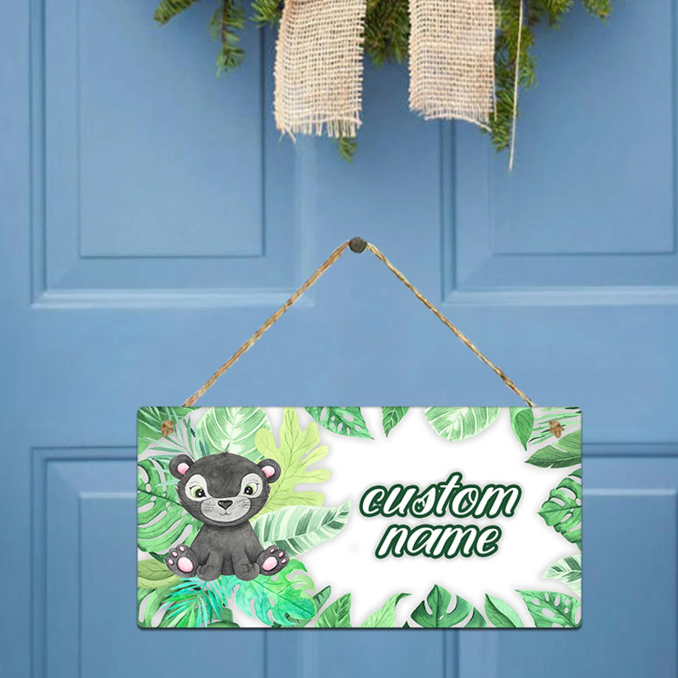 

1pc cute animals with plant Custom Name Personalized Listing For Living Room Decor Home Art Decor