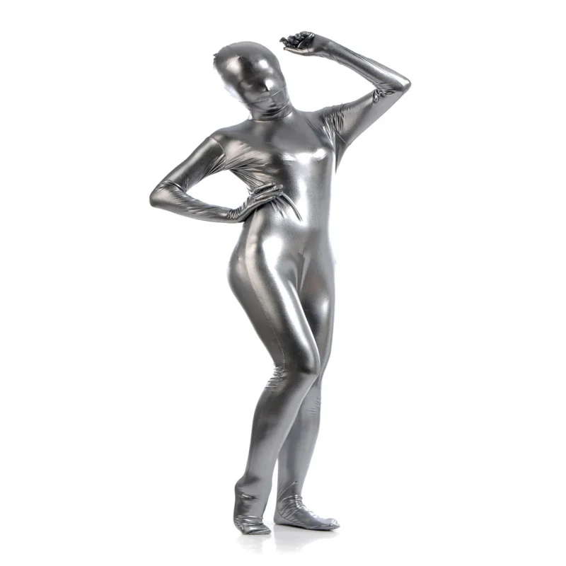 Metaliczny elastan body błyszczący kombinezon seksowne kobiety druga skóra Zentai kombinezon na całe ciało impreza przebierana Multicolor Unitard S-3XL MS26