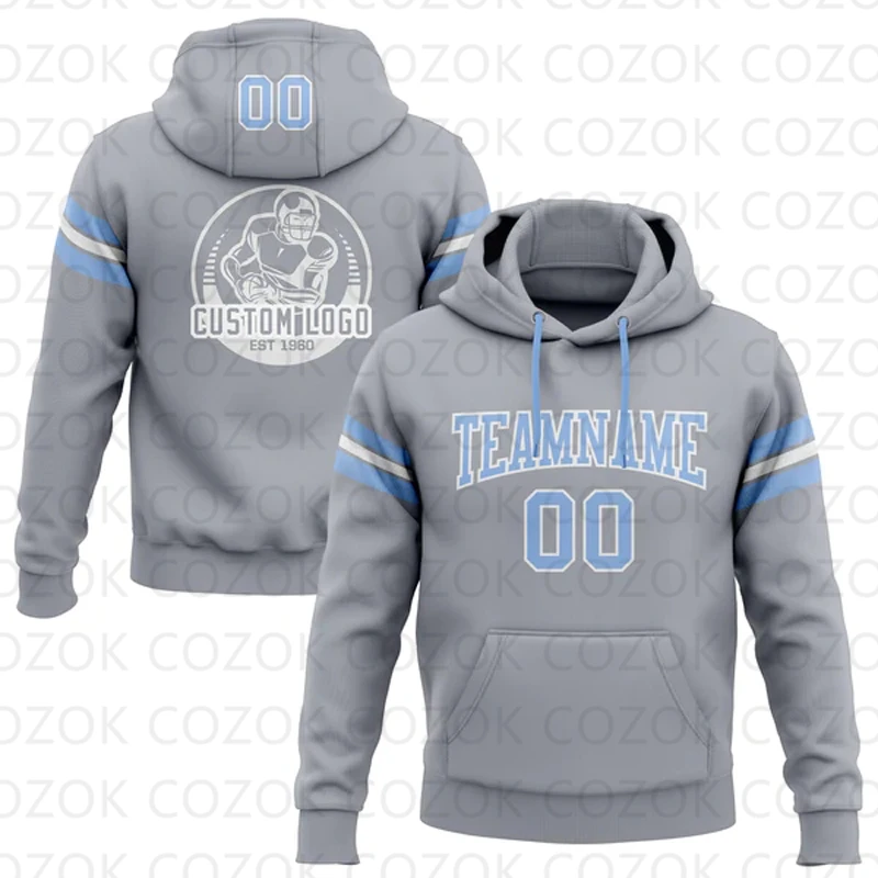 Customized Hoodie Gray Blue Jersey 3D Printed  Unisex Pullovers Hoodie Casual Sweatshirts