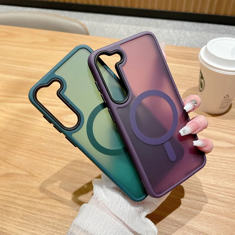 Matte Case For Samsung Galaxy S25 S24 S23 S22 Ultra Plus S21 S20 FE For Magsafe Magnetic Charge Frosted Bumper Cover funda image 3
