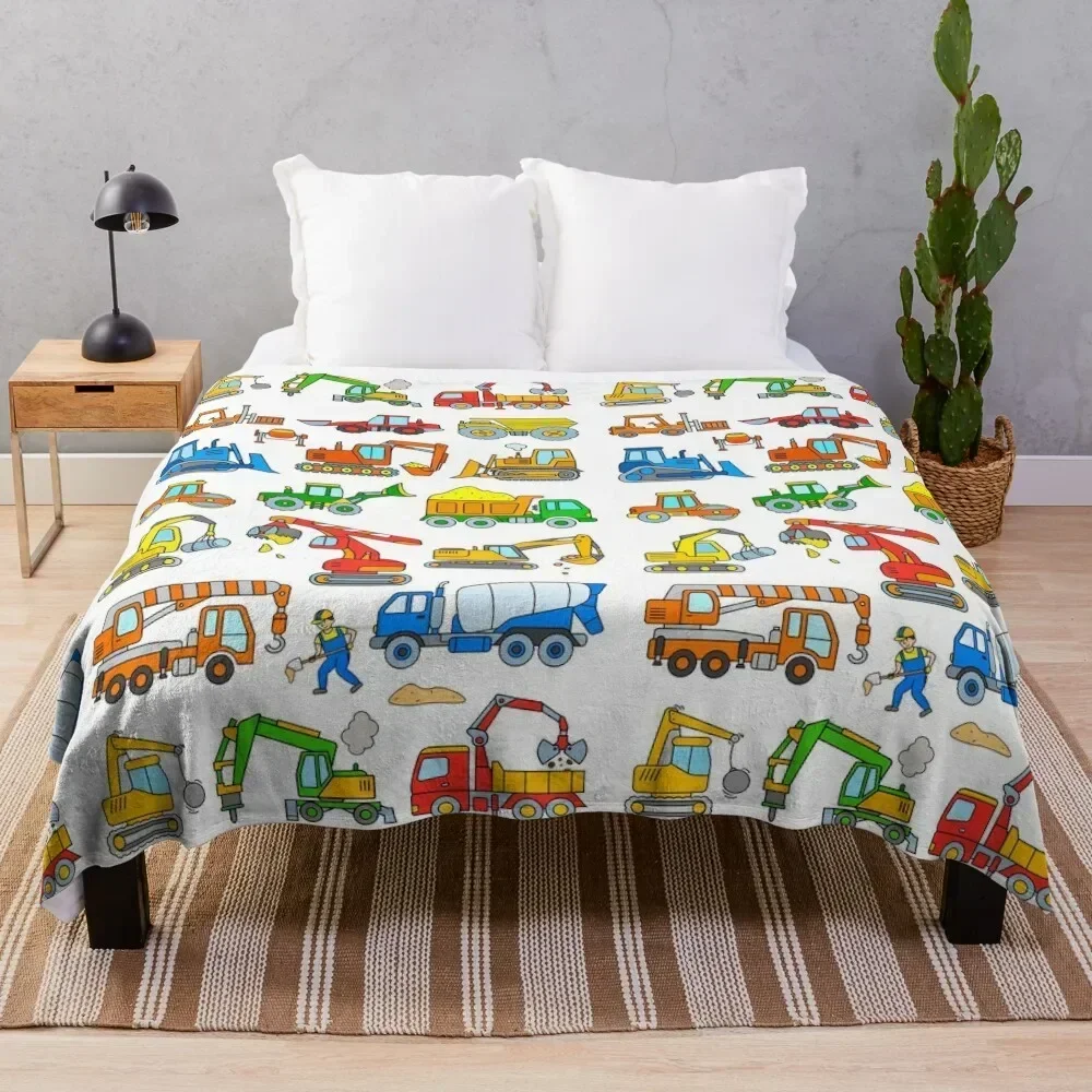 

Digger Construction Vehicle Design Throw Blanket Shaggy Furry Soft Blanket for Bedroom Living Room