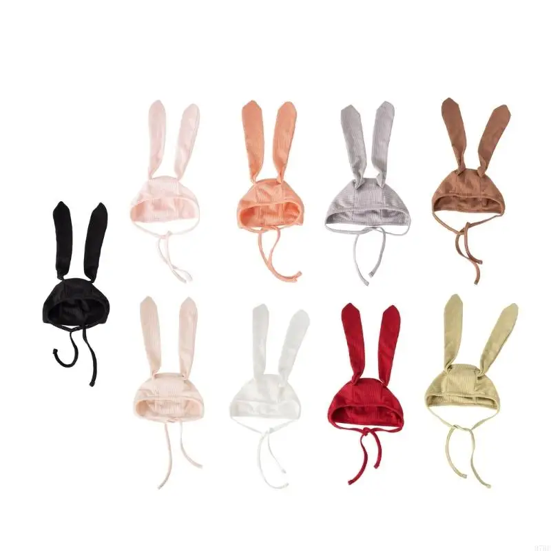 

97BE Baby Hat with Tie Strap Toddler Bunny Beanie Photo Props for Little Infant Girls Boys Photos Taking