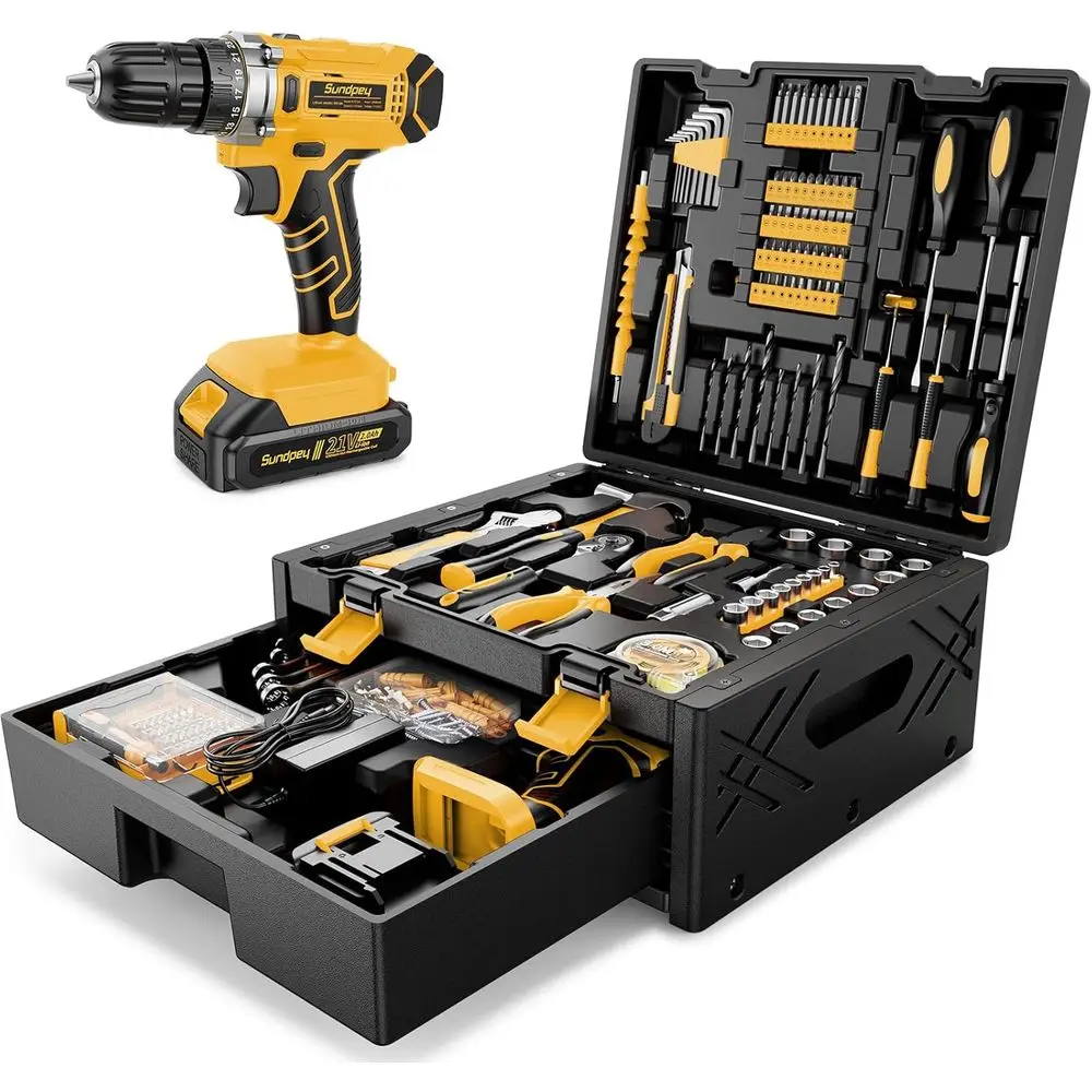

267-Piece Comprehensive Tool Kit with 21V Cordless Drill and Portable Storage Case