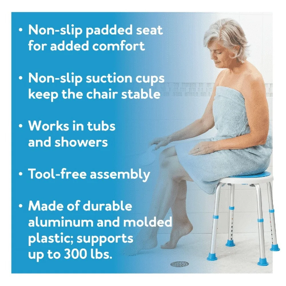 قطب حمام دش البراز كرسي قابل للتعديل مقعد مبطن عدم الانزلاق قدم 300 رطل قدرة أداة خالية الجمعية كبار السن المعاقين