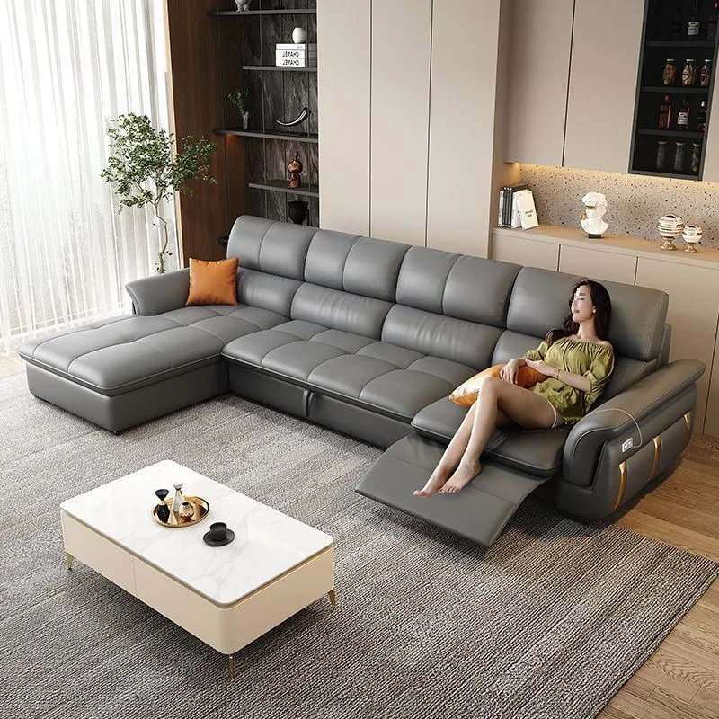 Genuine leather electric multi-functional sofa bed, the first layer of cowhide can lie down and sleep