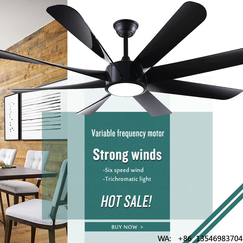 Customizable up to Modern 64 Inch Big Fan 8 Blade Industrial Ceiling Fan With Light Living Room Ceiling Fan