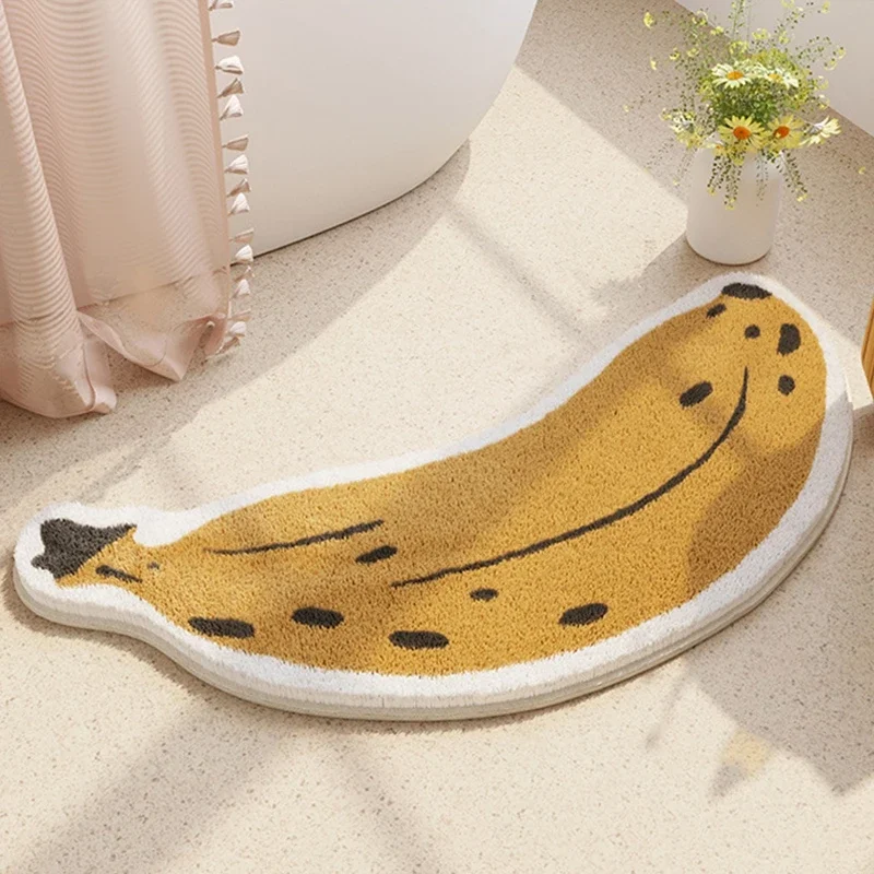 Banana Shape Bath Mats Bathroom Shower Rug Kawaii Living Room Decoration Carpet Non-slip Absorbent Rugs Doormat Bedroom Alfombra