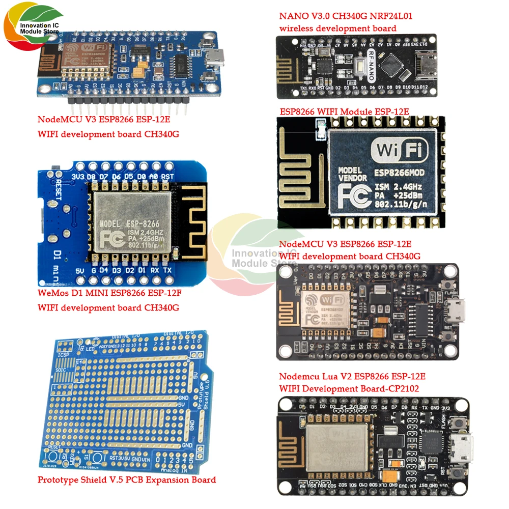 NANO V3.0 CH340G NRF24L01 ESP8266 ESP-12E ESP-12 CP2102 CH340 WIFI Development Module Prototype Shield V.5 PCB Expansion Board