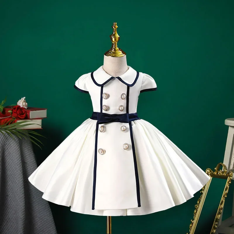 Girls Korean Princess Dress for Baby Elegant Wedding Dresses Kids Vintage Ball Gown Children 1st Birthday Party Vestidos