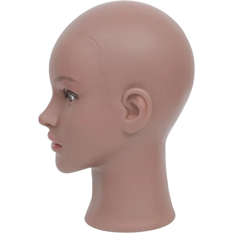 Cabeza de maniquí de PVC, cabeza de maniquí de cosmetología femenina Afro calva para hacer peluca, sombrero de exhibición, gafas de exhibición, peluquería