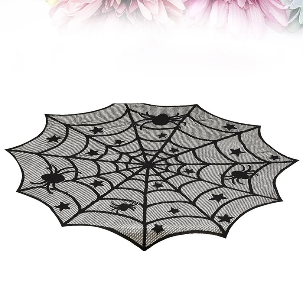 

Black Spider Web Tablecloth Lace Knitting Design For Halloween Party Home Dining Hotel Decor Waterproof Stain Resistant