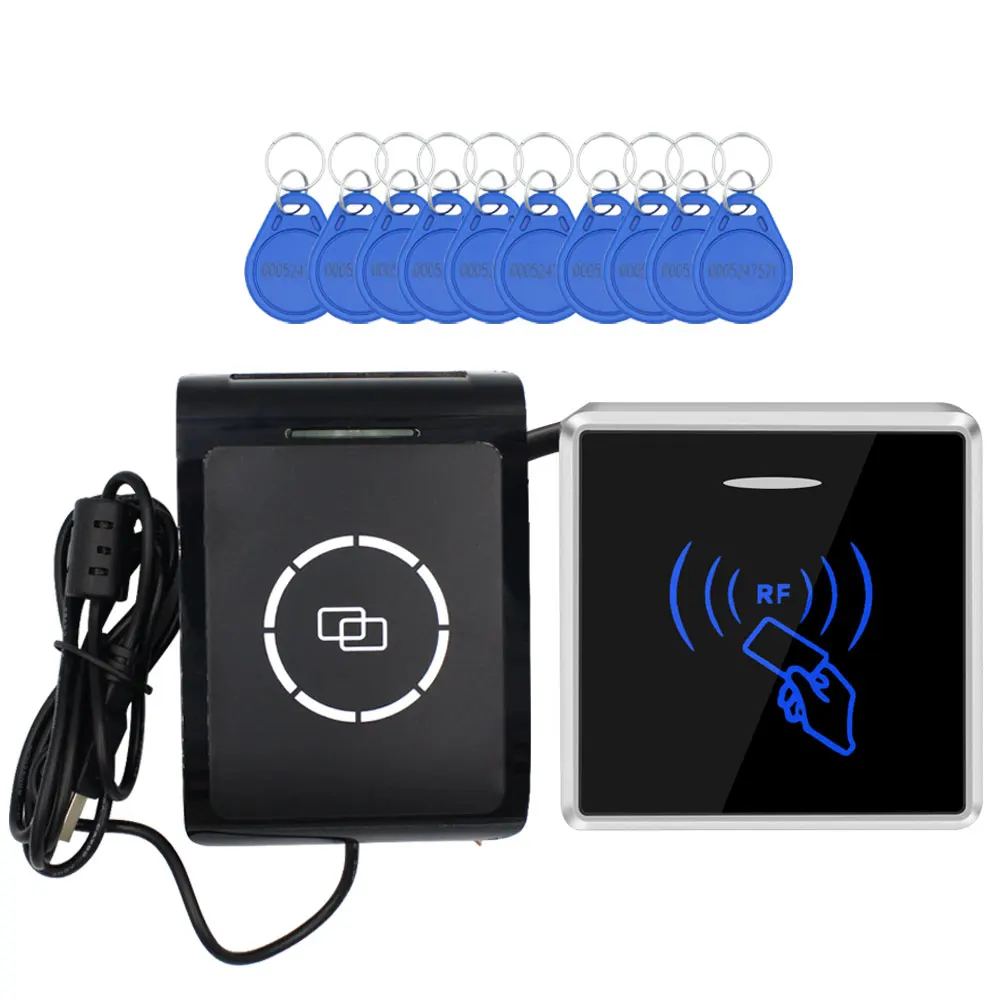 Anti Duplication Encrypted RFID Access Control System Kit Sets with Wiegand Card Reader + USB Scanner for Microchip+125Khz Cards